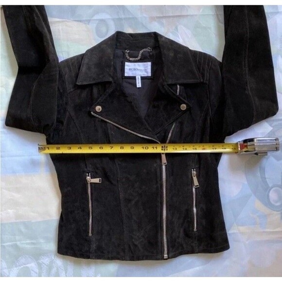 BCBGeneration Chocolate Brown 100% Suede Moto Jacket Sz S Zipper NWOT $389 - Picture 6 of 12